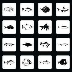 Naklejka premium Fish icons set in simple style