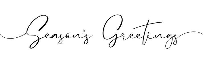 Season's Greetings ink brush lettering. Modern calligraphy for Happy New Year or Merry Christmas posters. Vector illustration, creative design