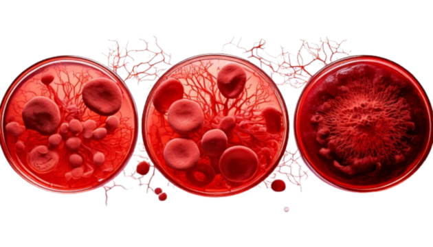 Microscopic Blood Flow Variations Collection isolated on transparent background PNG - Powered by Adobe