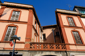 Historic buildings along Via Cavour at Seregno, Italy