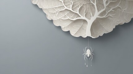 Paper Cut Cobweb with Hanging Spider