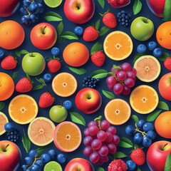 A colourful layout of delicious seasonal fruits