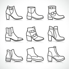 Vector isolated boots icons set