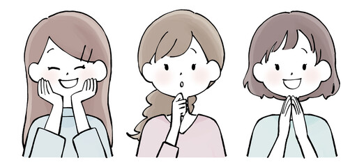 明るい表情の女性・セット