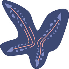 Stylized Blue Starfish Illustration with Pink Veins and Arrow Tips.