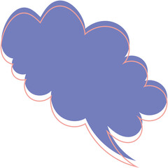 Stylized purple thought bubble with wavy edges distinct pink outline and subtle white shadow effect.