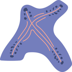Stylized Purple Starfish with Pink Lines and Dark Blue Spots.
