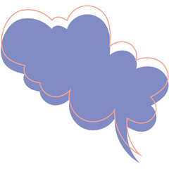 Stylized Periwinkle CloudShaped Speech Bubble with Peach Outline and Subtle Shadow Effect.
