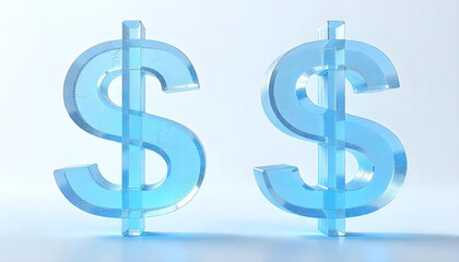 Obraz premium 3D Ice US Dollar Currency Symbol Isolated on White Background for Global Financial Crisis and Economic Concepts