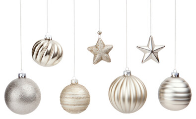 PNG Silver Christmas decoration set silver christmas hanging.