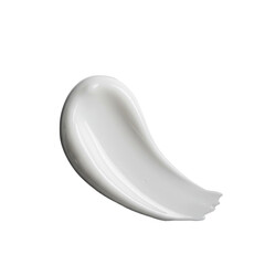 Luxurious, thick, creamy white cosmetic smear, artfully sculpted graceful curve, velvety texture, subtle sheen, isolated on a transparent background. Concept for cosmetic product advertising
