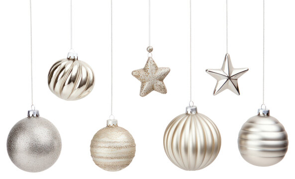 PNG Silver Christmas decoration set silver christmas hanging.