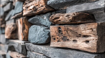 Closeup View Of Stacked Stone Wall