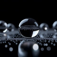 Abstract Glass Sphere with Bubbles on Dark Background