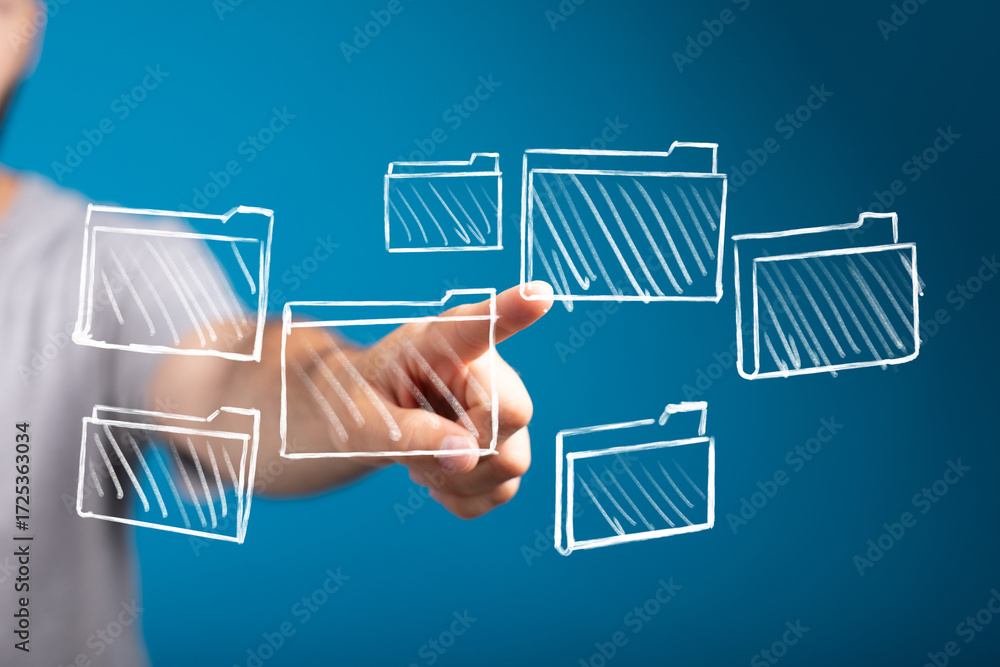 Aufkleber concept image of data organization, file management, and cloud storage. ideal for technology and bus