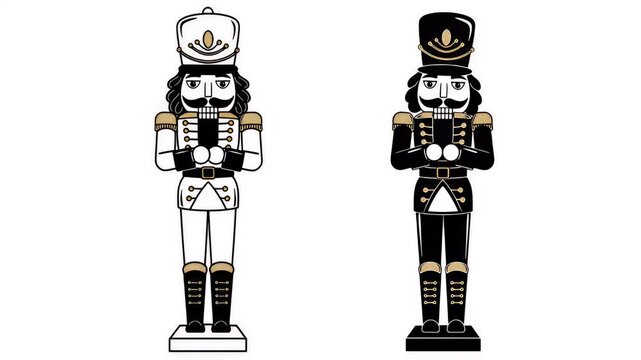 Elegant Black and White Nutcrackers: A Festive Christmas Duo
