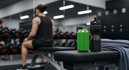 Gym Fitness Workout Drinks and Equipment.