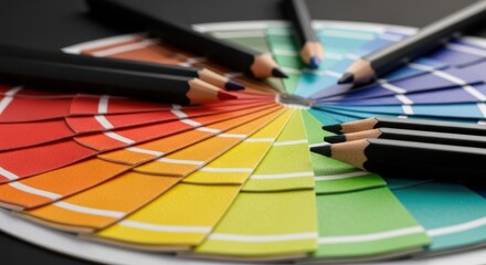 Colorful Color Wheel and Pencils for Art and Design Inspiration