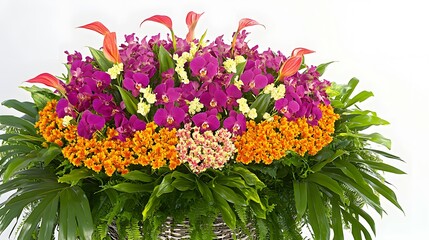 Vibrant Orchid and Tropical Flower Arrangement in Basket