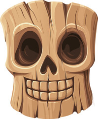 Wooden Skull Mask Flat Illustration