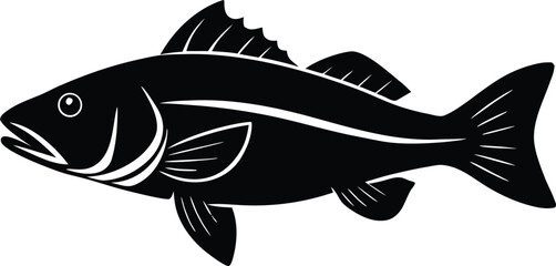 bass fish silhouette, angling vector art