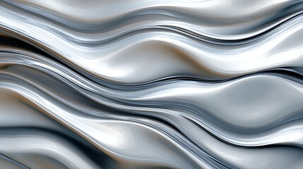 Obraz premium Undulating Stream Of Molten Silver Background Creating Waves Of Reflective Abstract Sculpture Design
