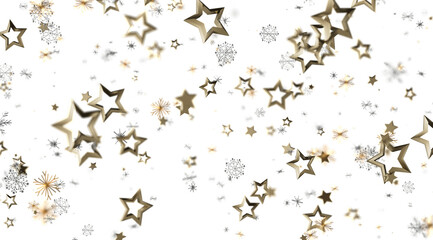 Elegant winter design with gold stars and snowflakes. Perfect for holidays, celebration, and joy.