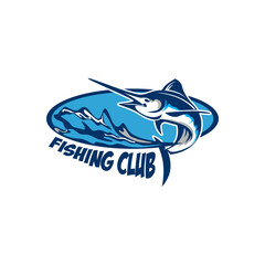 Fishing Sports Club Billfish Marlin Logo Template Vector 