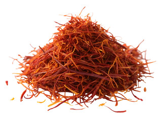 Naklejka premium Dried Saffron threads spice culinary ingredient isolated on black background