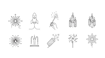 Collection of abstract floral and geometric line art designs for artistic projects vector