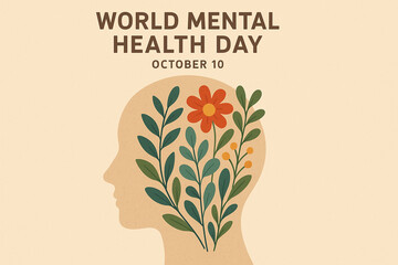 World Mental Health Day Awareness, Happy Mental Health Day, Peaceful Illustration