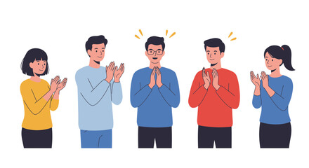 Diverse group celebrating success, clapping hands and expressing appreciation, a vibrant illustration perfect for corporate events and team recognition