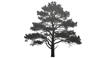 Obraz premium Solitary pine tree silhouette detailed foliage isolated on
