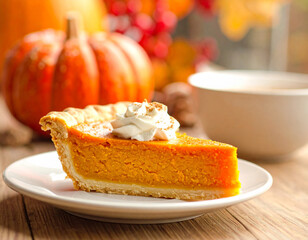 Pumpkin pie slice, Generated image