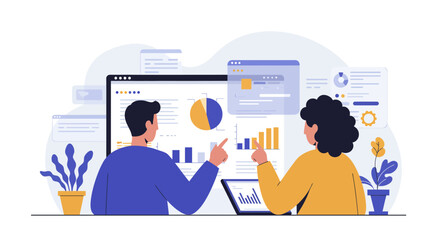 Dynamic team analyzing business data charts, graphs for growth strategy, perfect for modern startup, collaboration, teamwork, and innovative solutions