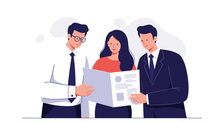 Dynamic team collaborating on a project, reviewing documents together in a modern workspace, fostering teamwork and driving business success in a group setting