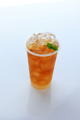 Es Teh Jumbo Ice Tea on Tall Plastic Cup, Es Teh Jumbo Isolated on White