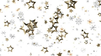 Festive winter background with gold stars and snowflakes. Perfect for holiday cards, invitations, and more.
