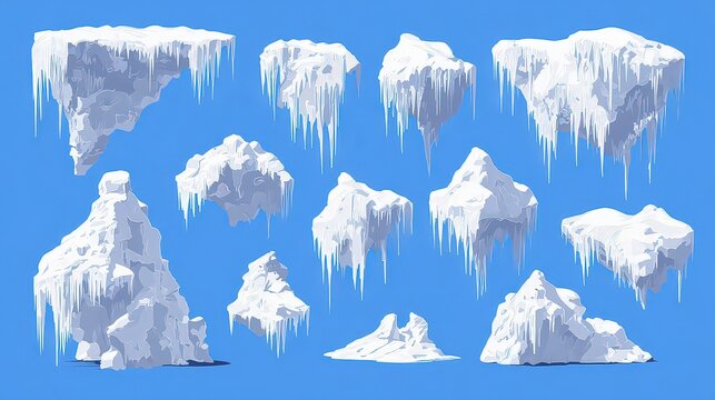 Pixel Art Snow Clouds Collection - Powered by Adobe