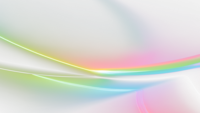 Abstract rainbow light streaks flowing across a dark cosmic background with subtle glow
