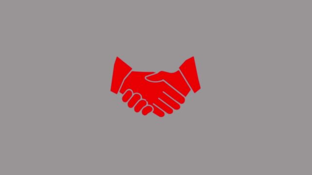 Animated handshake icon. Concept of agreement, contract, partnership. Isolated vector linear illustration on white background. Handshake animation video