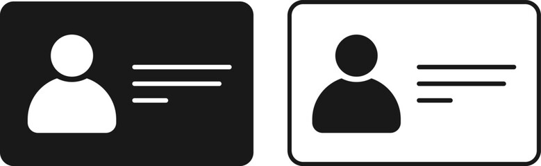 ID card icon set. Identification symbol. Face ID card. Employee id card icons collection