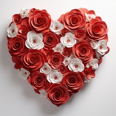 Red and white floral heart arrangement