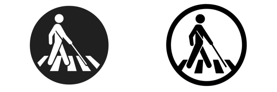 White cane safety day icon, accessibility symbol for blind and visually impaired people, awareness vector illustration, disability support, mobility aid, inclusive design for pedestrian safety