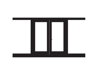 Glass Panel Door door balck and white in silhoette white background.