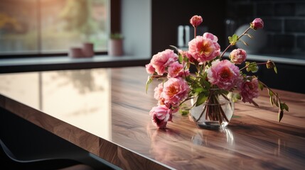 Pink flowers bouquet in a glass vase