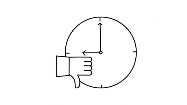 sketch of dislike icon and wall clock icon