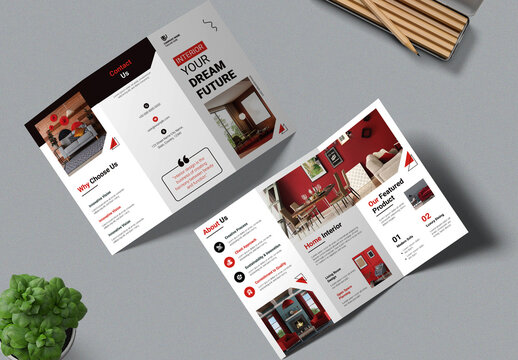 Interior Tri Fold Brochure Template With Premium Furniture