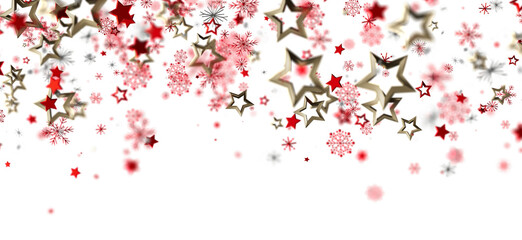 Festive background with red and gold stars and snowflakes, perfect for Christmas or New Year's designs.
