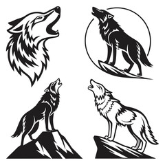 wolf vector illustration. Wolf - Graphic Elements. Coyote Wolf Mascot pack. Wolf. Wolf Character. Mascot Creative Design. Wolf Logo. Wolf silhouette. Wolf symbol.